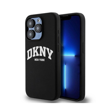 DKNY Liquid Silicone fehér nyomtatott logóval ellátott MagSafe - iPhone 13 Pro tok (fekete)