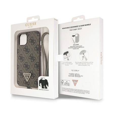 Guess Crossbody 4G Metall-Logo - iPhone 14 Tasche (braun)