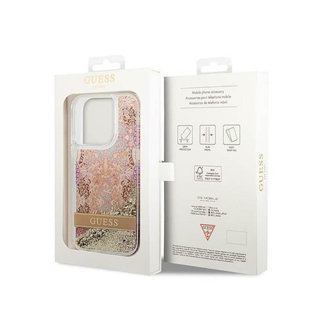 Guess Liquid Glitter Paisley - Coque iPhone 14 Pro (Or)
