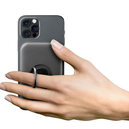 Cellularline Ring MAG 5000 - 5000mAh 7.5W MagSafe inductive power bank with stand (black)