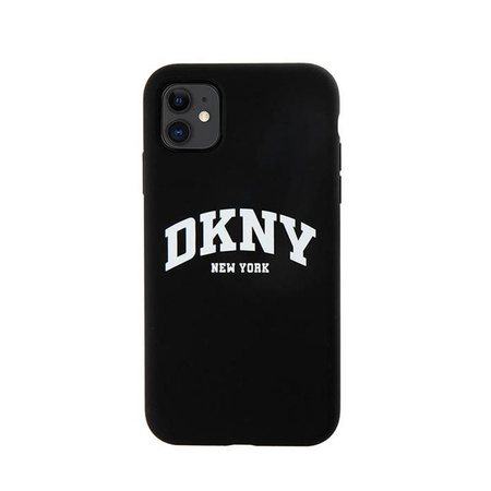 DKNY Liquid Silicone White Printed Logo MagSafe - pouzdro pro iPhone 11 (černé)