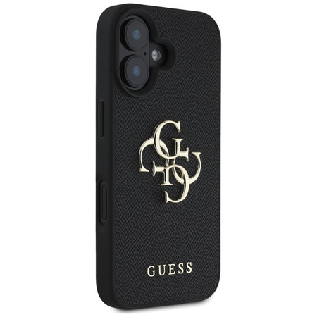 Guess Genarbtes Großes 4G Logo Kleines Klassisches Logo - Hülle für iPhone 16 (schwarz)