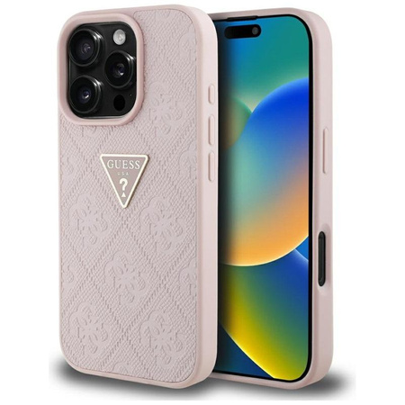 Guess Hot Stamp 4G Pattern Triangle Metal Logo - pouzdro pro iPhone 16 Pro Max (růžové)