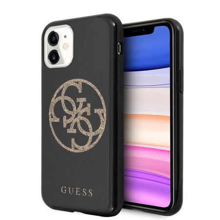 Guess Circle Glitter 4G - Coque pour iPhone 11 (noir)