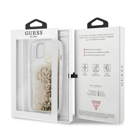 Guess Liquid Glitter 4G Big Logo - iPhone 13 mini Tasche (gold)