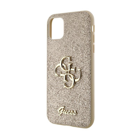 Guess Glitter Script Big 4G - iPhone 11 Case (Gold)