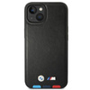 BMW Leder Hot Stamp Tricolor - iPhone 14 Plus Tasche (Schwarz)