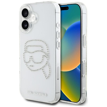 Karl Lagerfeld IML Rhinestones Karl Head - Hülle für iPhone 16 (Transparent)