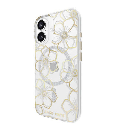 Pouzdro Case-Mate Floral Gems MagSafe - iPhone 16 (zlaté)