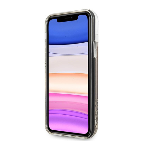 Guess Liquid Glitter Hearts - iPhone 11 tok (arany/piros)