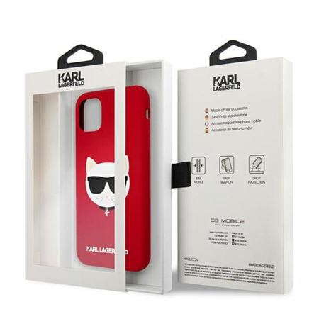 Karl Lagerfeld Choupette Head Silicone - Coque iPhone 11 (rouge)