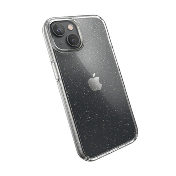 Speck Presidio Perfect-Clear with Glitter - iPhone 14 / iPhone 13 Case with MICROBAN Coating (Clear / Gold Glitter)