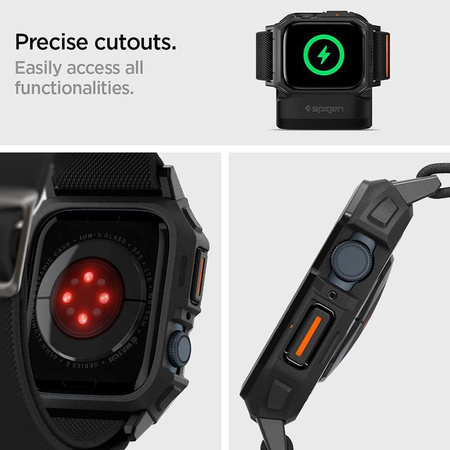 Spigen Lite Fit "Pro" - Pouzdro s řemínkem pro Apple Watch 4/5/6/7/8/9/SE 44/45 mm (Matně černé)