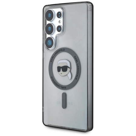 Karl Lagerfeld Button Karl Head Printed Logo MagSafe - Étui Samsung Galaxy S25 Ultra (noir)