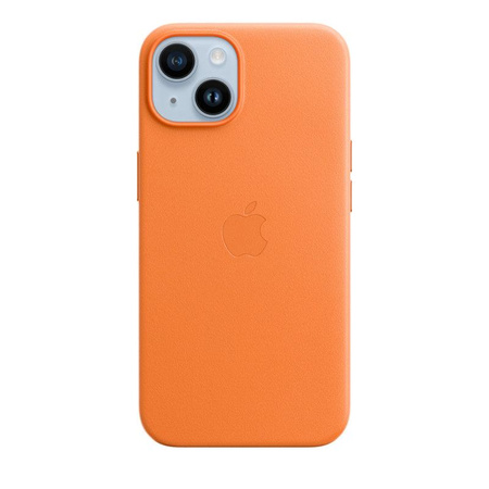 Apple Leather Case - Skórzane etui z MagSafe do iPhone 14 (pomarańczowy)