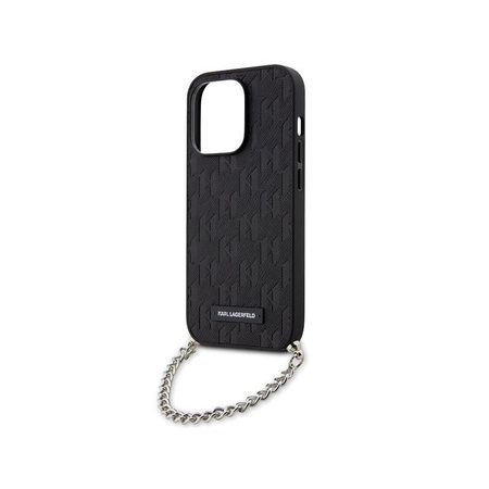 Karl Lagerfeld Saffiano Monogram Chain - Coque pour iPhone 14 Pro (Noir)