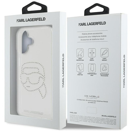 Karl Lagerfeld IML Rhinestones Karl Head - Coque pour iPhone 16 (Transparent)