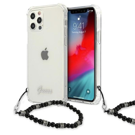 Guess Black Pearl Strap - pouzdro pro iPhone 12 / iPhone 12 Pro (průhledné)