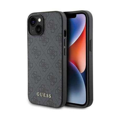 Guess 4G fém arany logó - iPhone 15 Plus tok (szürke)