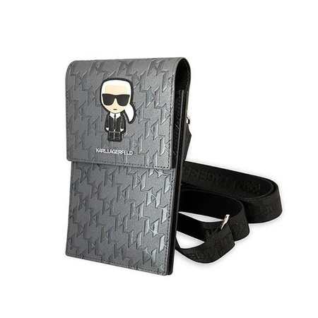 Karl Lagerfeld Monogram Ikonik Patch Wallet Phone Bag - taška na chytrý telefon a příslušenství (stříbrná)