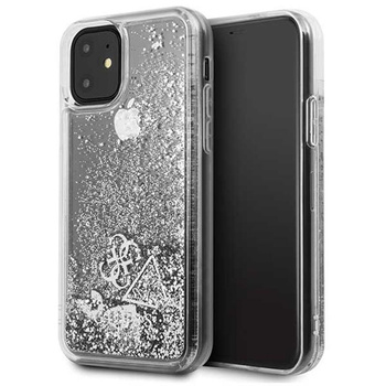 Guess Liquid Glitter Hearts - iPhone 11 Case (silver)