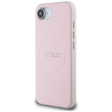 Guess Grained Ring MagSafe - étui pour iPhone 16e (rose)