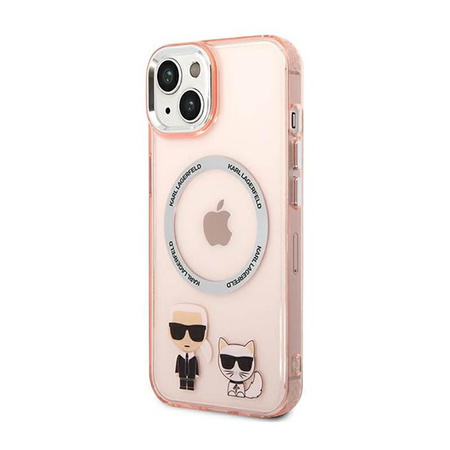 Karl Lagerfeld Karl & Choupette Aluminium MagSafe - pouzdro pro iPhone 14 (růžové)