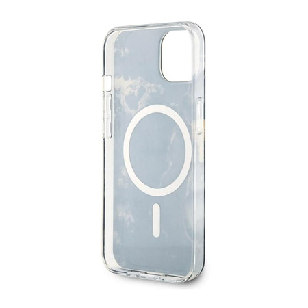 Guess Golden Marble MagSafe - Coque pour iPhone 14 Plus (Noir)