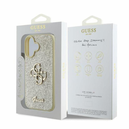 Pouzdro Guess Fixed Glitter Big 4G - iPhone 16 (zlaté)