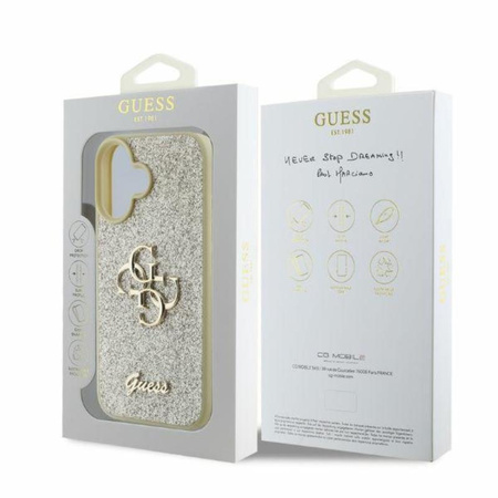 Guess Fixed Glitter Big 4G - iPhone 16 Case (Gold)