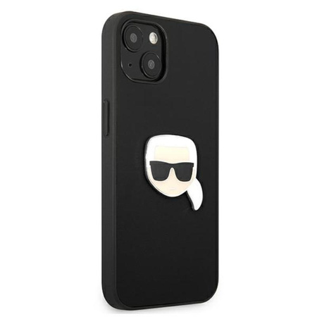 Karl Lagerfeld PU Leather Karl's Head Metal - Coque iPhone 13 (noir)