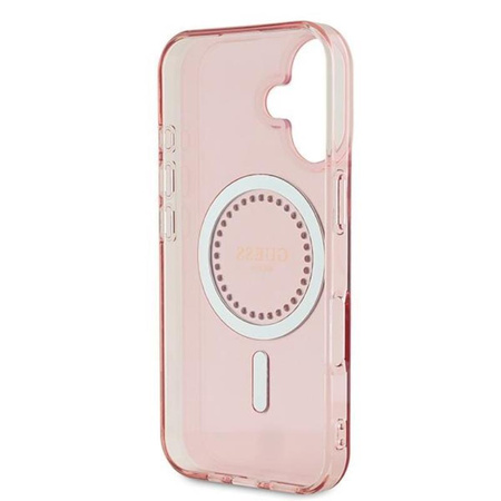 Guess IML Rhinestones MagSafe - pouzdro pro iPhone 16 (růžové)