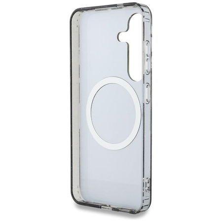 Guess Glitter Flowers Triangle Buttons MagSafe - Case for Samsung Galaxy S25 (black)