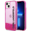 Karl Lagerfeld Liquid Glitter Translucent Elongated Logo Case - Coque pour iPhone 14 Plus (rose)