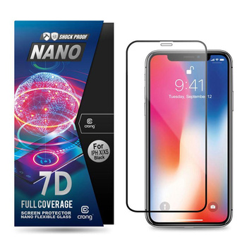Crong 7D Nano Flexible Glass - Verre hybride 9H pour iPhone 11 Pro / iPhone Xs / X plein écran