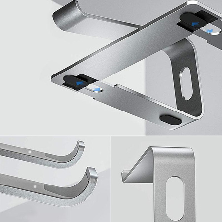 Crong AluBench – Ergonomiczna podstawka pod laptopa z aluminium (srebrny)