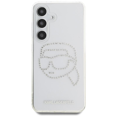 Karl Lagerfeld Rhinestones Karl Head Logo - Pouzdro pro Samsung Galaxy S25 (Průhledné)
