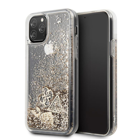 Guess Liquid Glitter Hearts - iPhone 11 Pro tok (arany)