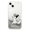 Karl Lagerfeld Liquid Glitter Choupette Fun - iPhone 13 tok (ezüst)