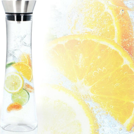 SZKLANA KARAFKA Z POKRYWKĄ NA WODĘ DO NAPOJÓW Z SITKIEM ALPINA ZE SZKŁA 1L