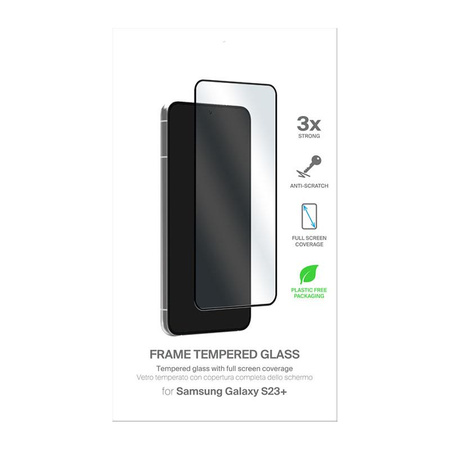 PURO Frame Tempered Glass - Tvrzené ochranné sklo pro Samsung Galaxy S23+ (černý rámeček)