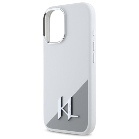 Karl Lagerfeld Silicone Shadow Metal Initial MagSafe - Hülle für iPhone 16 (weiß)