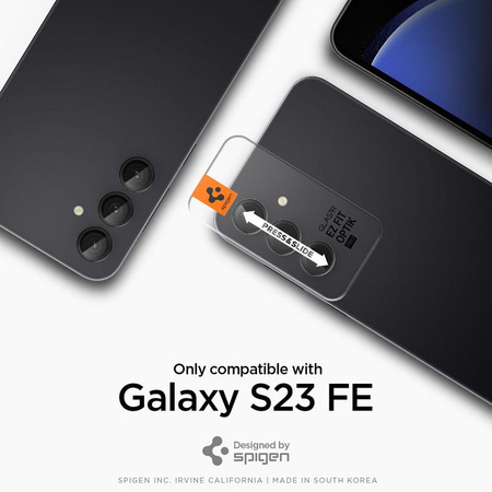 Spigen Optik Pro GLAS.TR EZ Fit Camera Protector 2-Pack - Verre de protection pour Samsung Galaxy S23 FE (2 pces) (Noir)