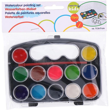 Topwrite - Set de peintures à l'eau 12 couleurs + pinceau