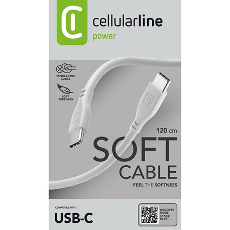 Cellularline Soft Cable - kabel USB-C na USB-C 1,2 m (šedý)