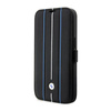 BMW Booktype Leather Stamp Blue Lines - Tasche für iPhone 14 Pro Max (Schwarz)