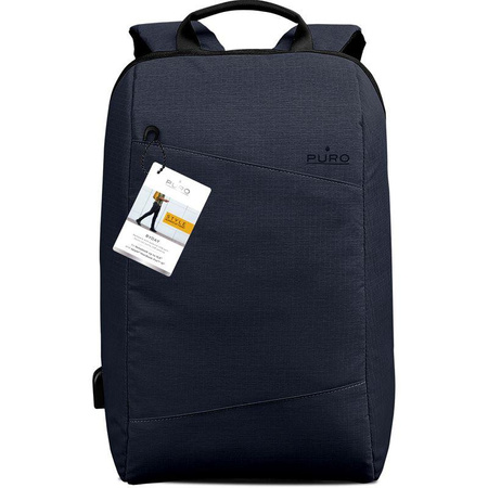 PURO Byday - Sac à dos avec port USB externe pour MacBook Pro 15" / Notebook 15.6" (bleu marine)