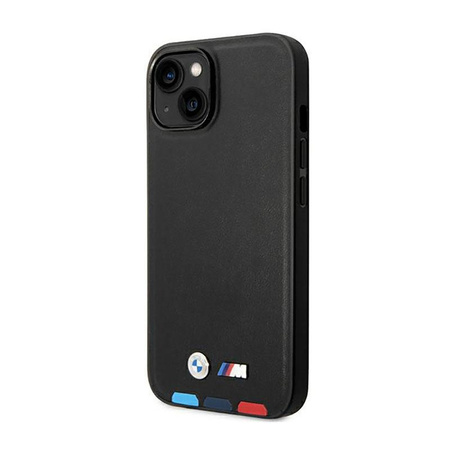 BMW Leather Hot Stamp Tricolor MagSafe - iPhone 14 Case (Noir)