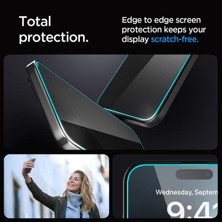 Spigen GLAS.TR EZ FIT Privacy - Verre trempé avec filtre de confidentialité pour iPhone 15 Pro