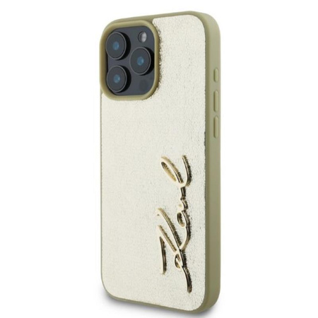 Karl Lagerfeld Metal Signature – Hülle für iPhone 16 Pro Max (gold)